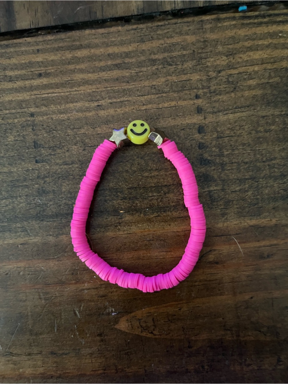 Kids Pink Smiley Bead Stretch Bracelet 3pcs